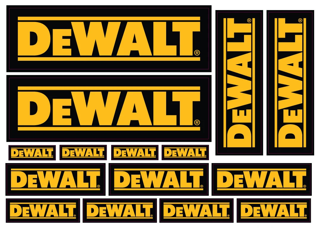 DeWalt stickers Large set DeWalt decals stickers graphics Laminated BLACK YELLOW
