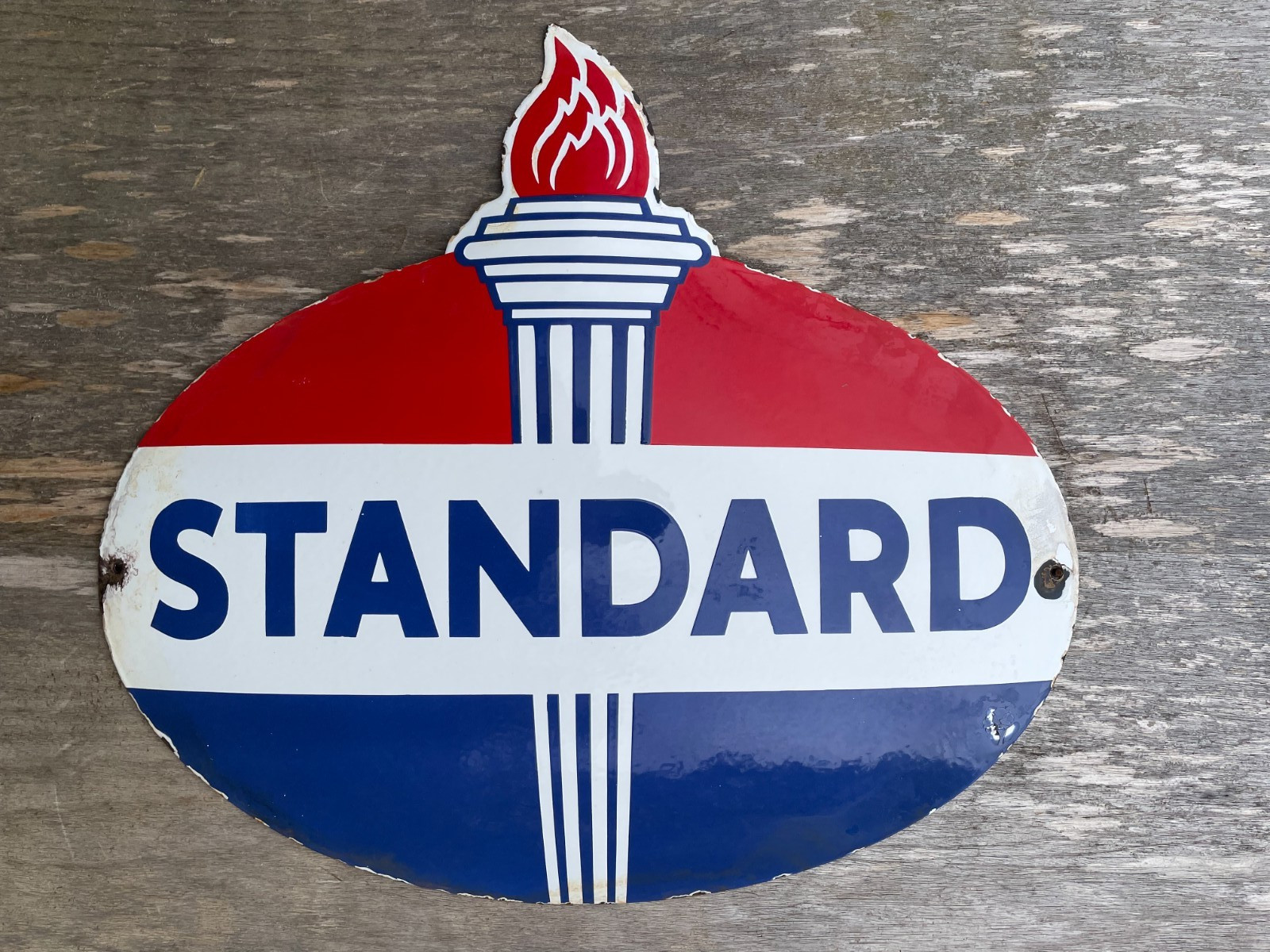 STANDARD AMERICAN porcelain sign vintage gas oil garage 24