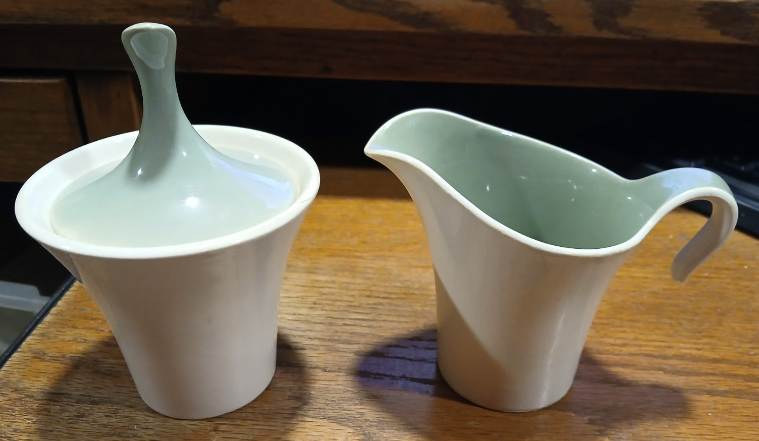 Vintage Harker Ivy Wreath Creamer/Sugar Bowl Set- Sage Green