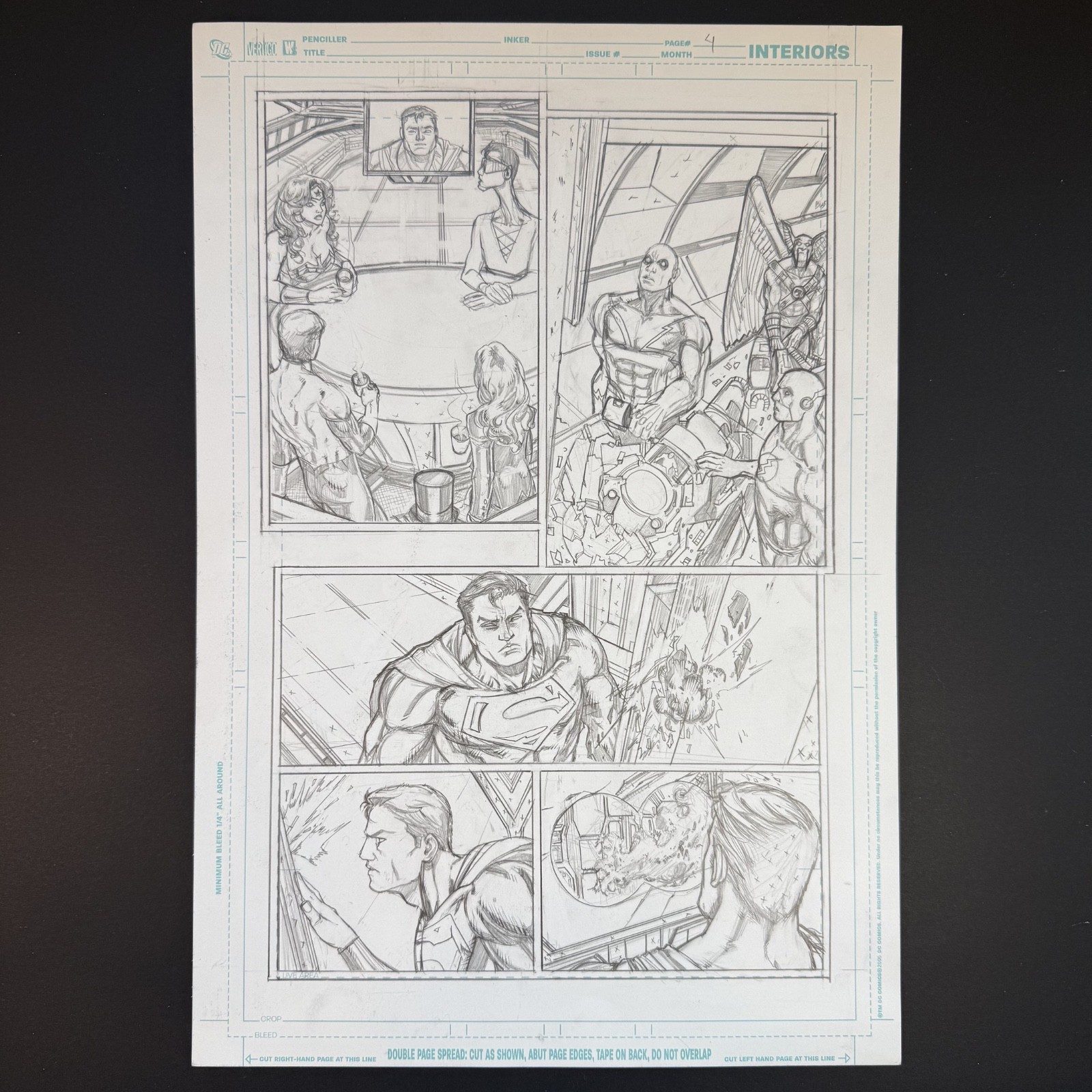 DC Universe Online #5 Original Art Superman Justice League 2011 Marv Wolfman