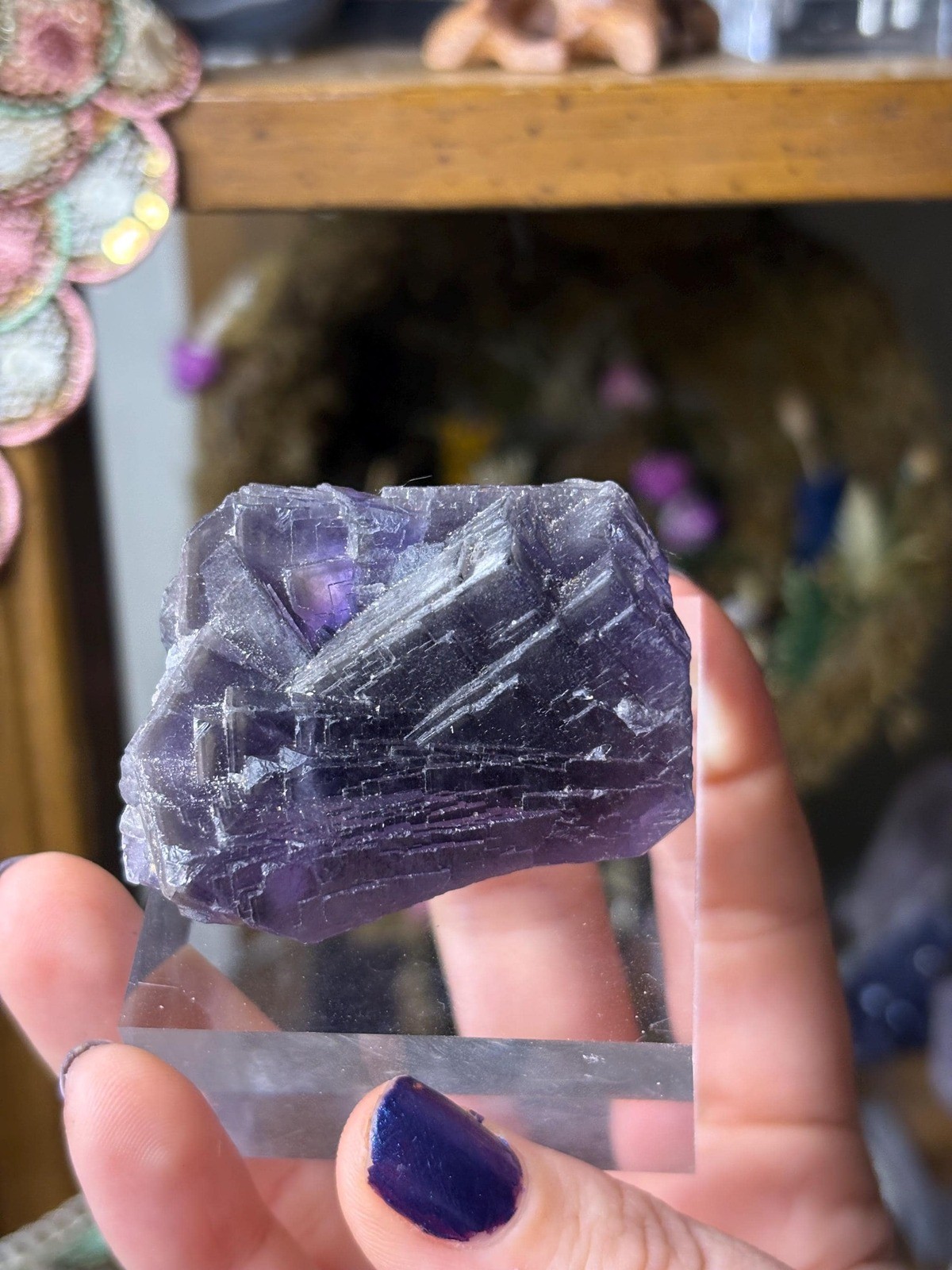 Purple Fluorite Crystal | Natural Cleaved Fluorite Specimen | Deep Violet