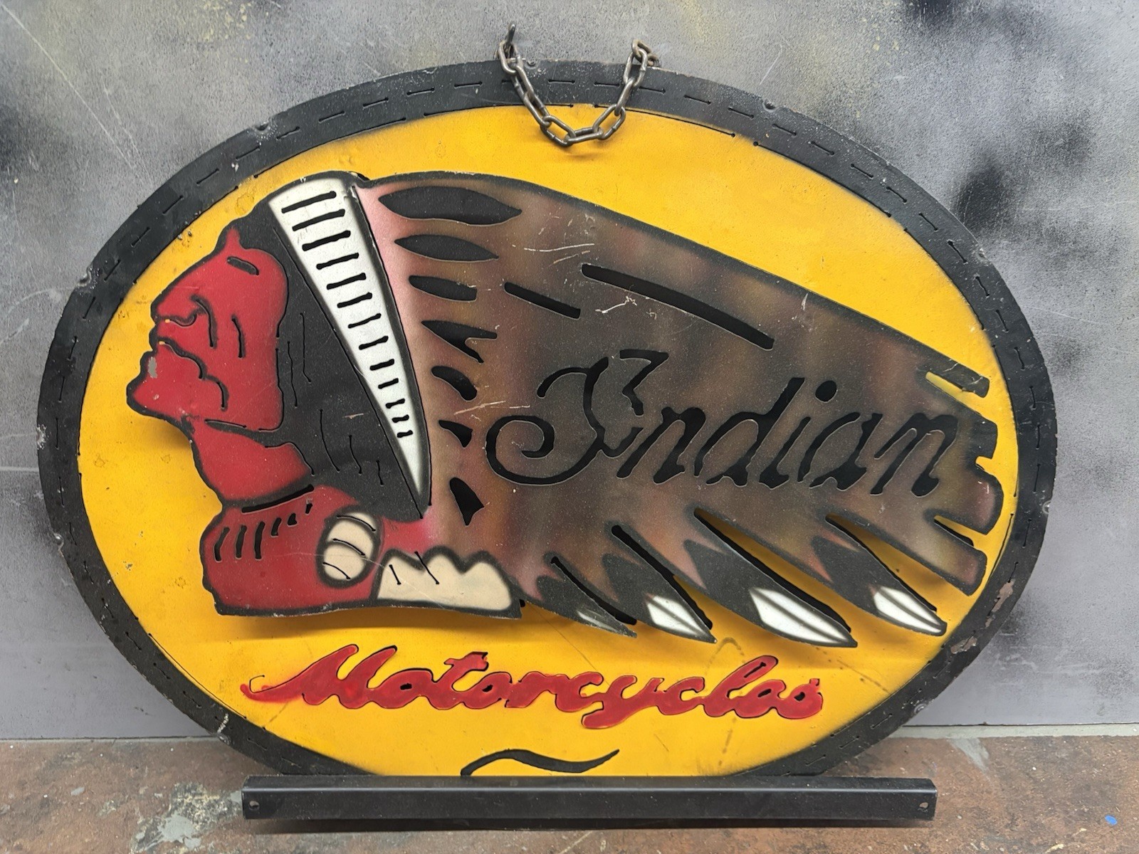 vintage Indian Motorcycle Wall Metal Sign Vintage  25”x20” 3D