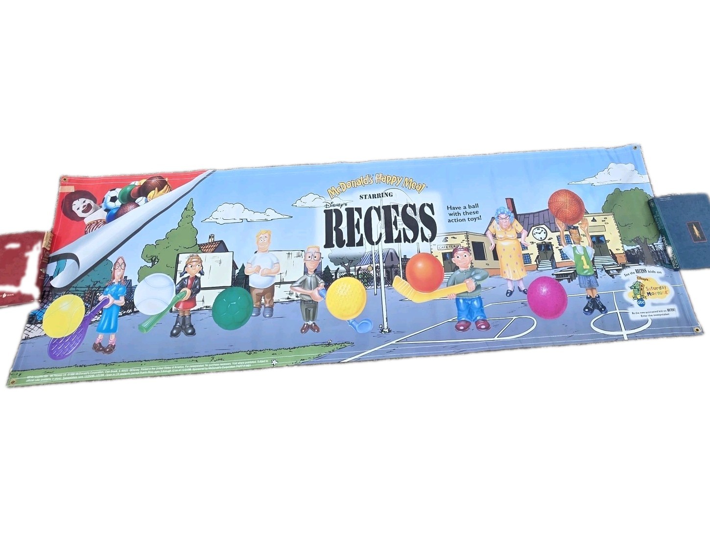 Vintage 1998 McDonald's Happy Meal Large Display Banner Sign Disney's Recess NOS