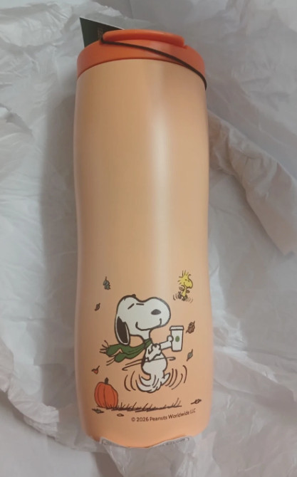 New Limited Starbucks 2026 Peanuts Snoopy Pumpkin Stainless Tumbler 473ml