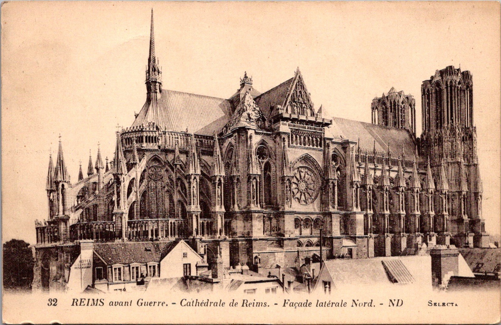 Cathedrale de Reims North Facade Gothic Architecture Reims Vintage Postcard