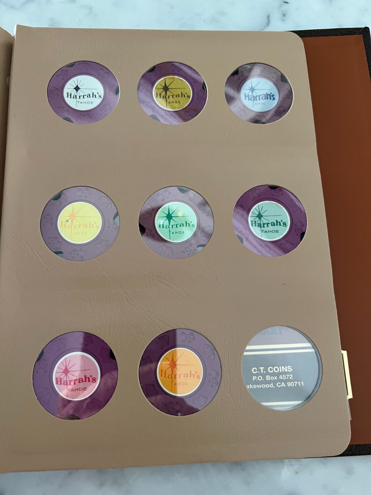 54 Different Harrah's Lake Tahoe DieCar Roulette Chips W/ Dansco Binder Included