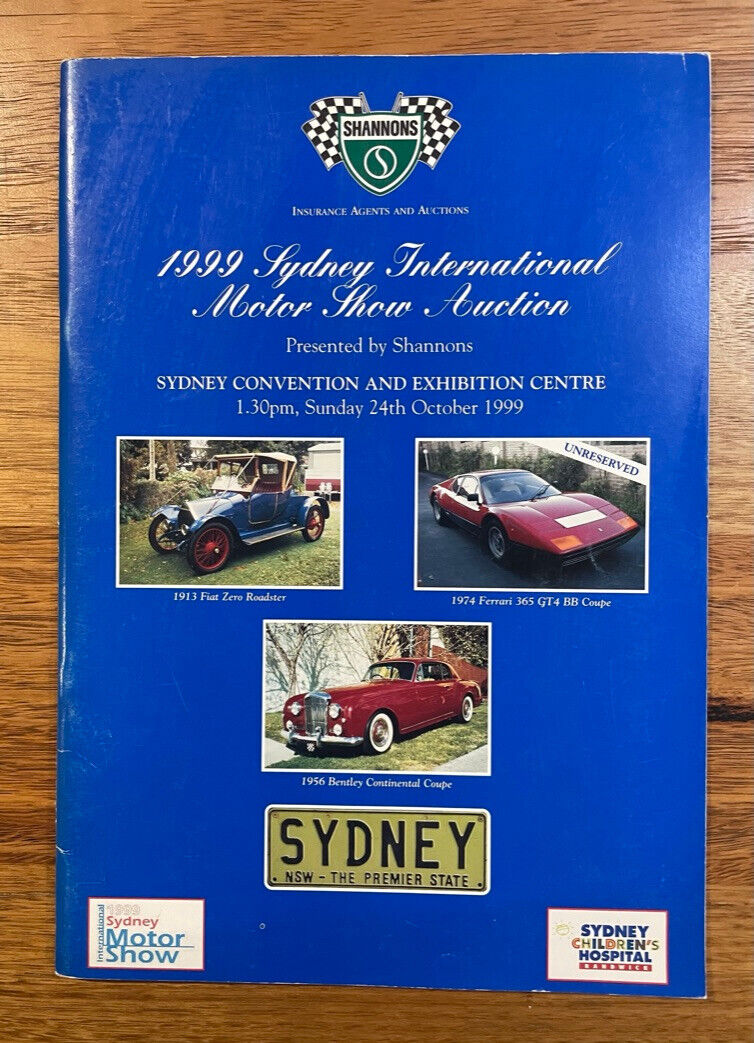 Shannon's 1999 Sydney International Motor Show Auction catalogue October 1999