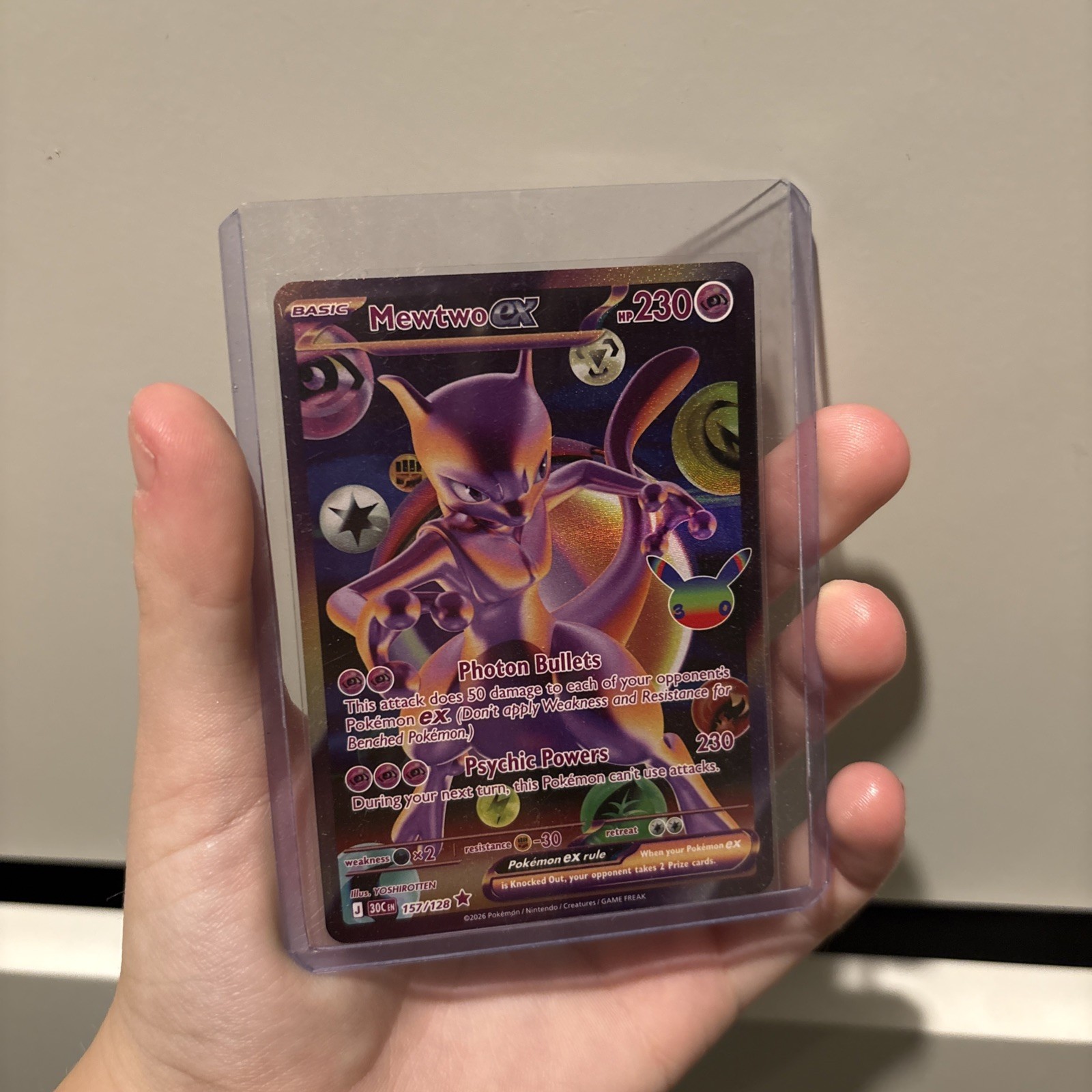 Mewtwo Ex 157/128 FUR Futuristic Rare 30th Celebration Anniversary Mint
