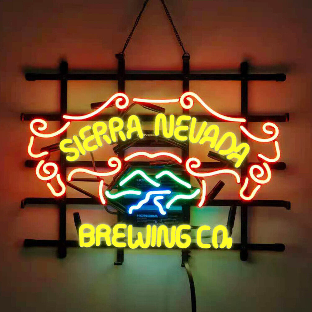 Sierra Nevada Brewing Co Glass Neon Sign Beer Bar Wall Decor Artwork Gift 20x16