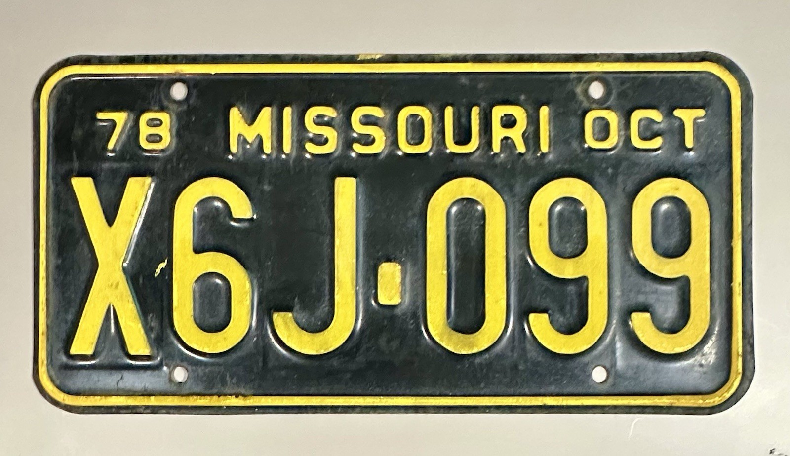 Vintage 1978 Missouri License Plate Vehicle Car Tag  X6J-099 Collectible Expired