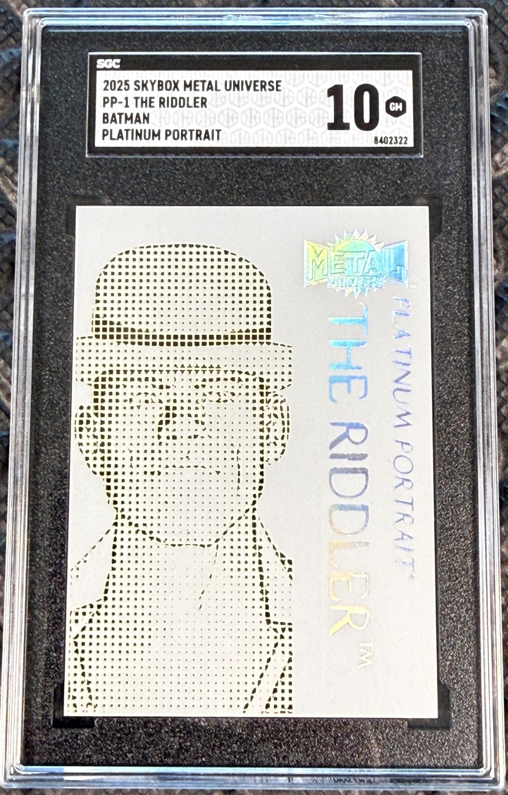 2025 Skybox Metal Universe Batman Platinum Portraits The Riddler #PP-1 SGC 10