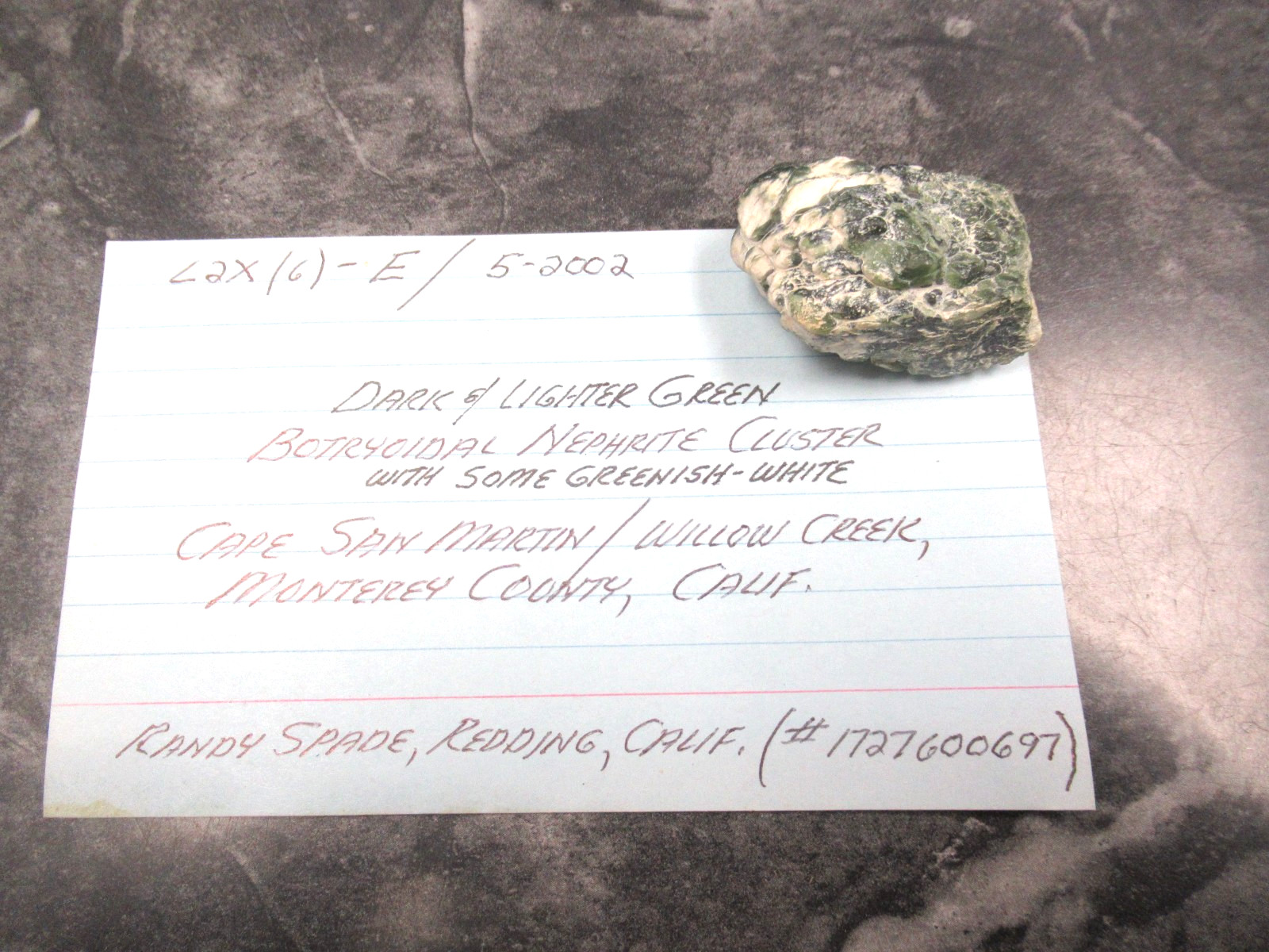 D&L Green Nephrite Cluster Botryoidal Jade CSM/WC Monterey Co California