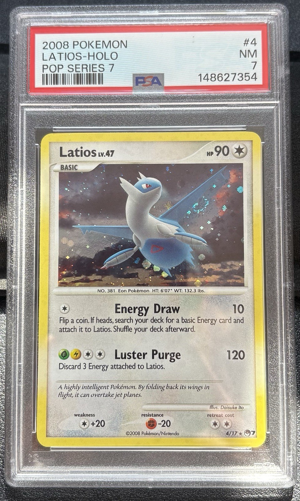 2008 POKEMON POP SERIES 7 Nintendo Promo #4 LATIOS HOLO PSA 7 SWIRL