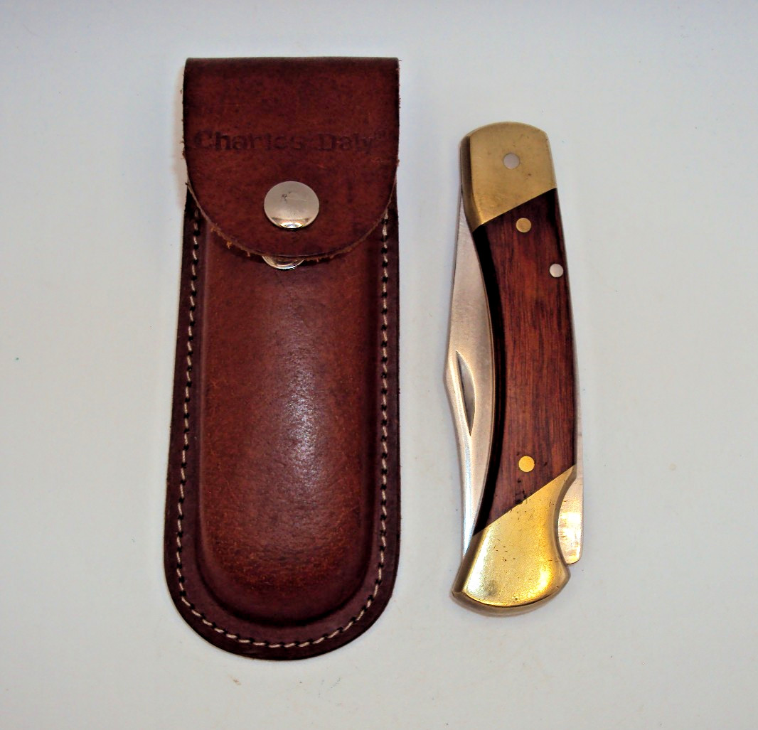 Vintage Schrade USA LBJ lock back knife with nice not matching belt sheath