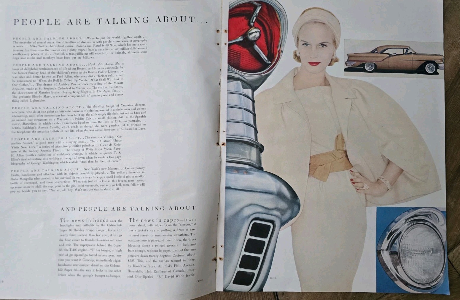 1955 Women's fashion and Oldsmobile Cadillac Chevrolet Cars 6 Page vintage Ad 