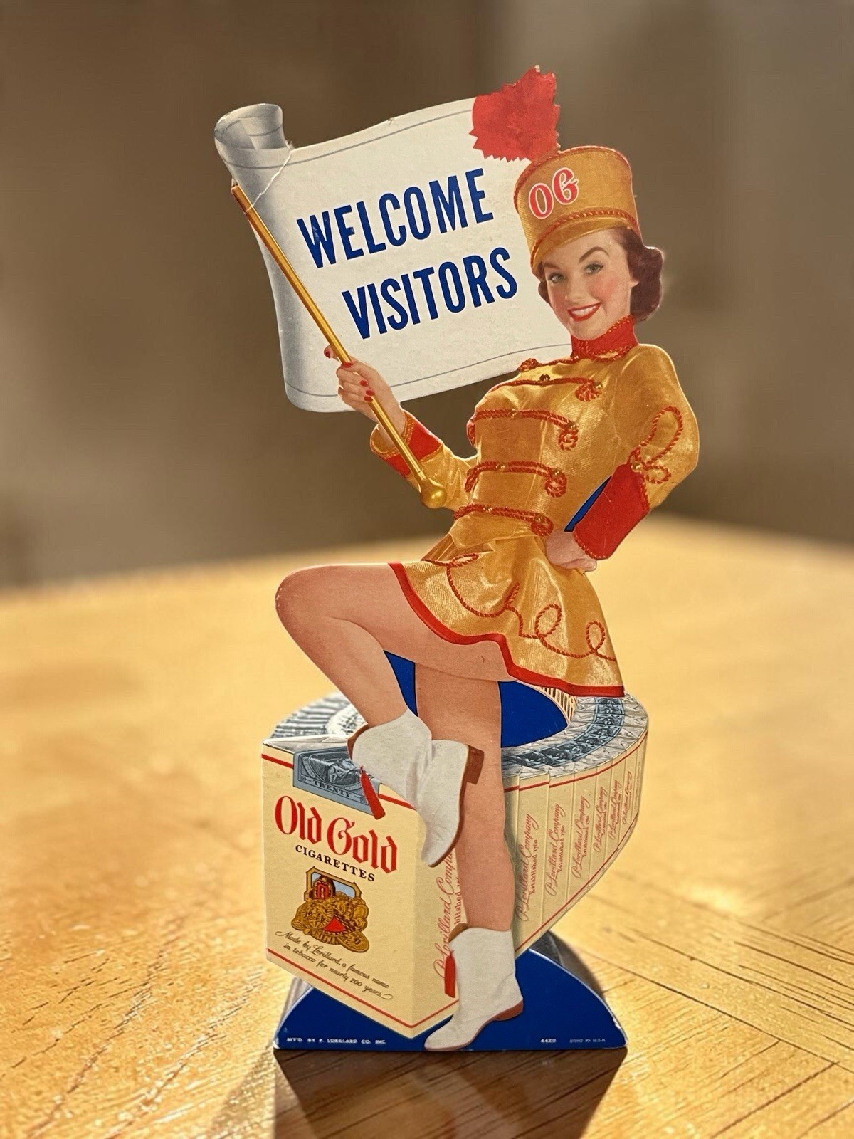 Vintage 1950s Old Gold Cigarettes Cardboard Counter Standee Sign 16