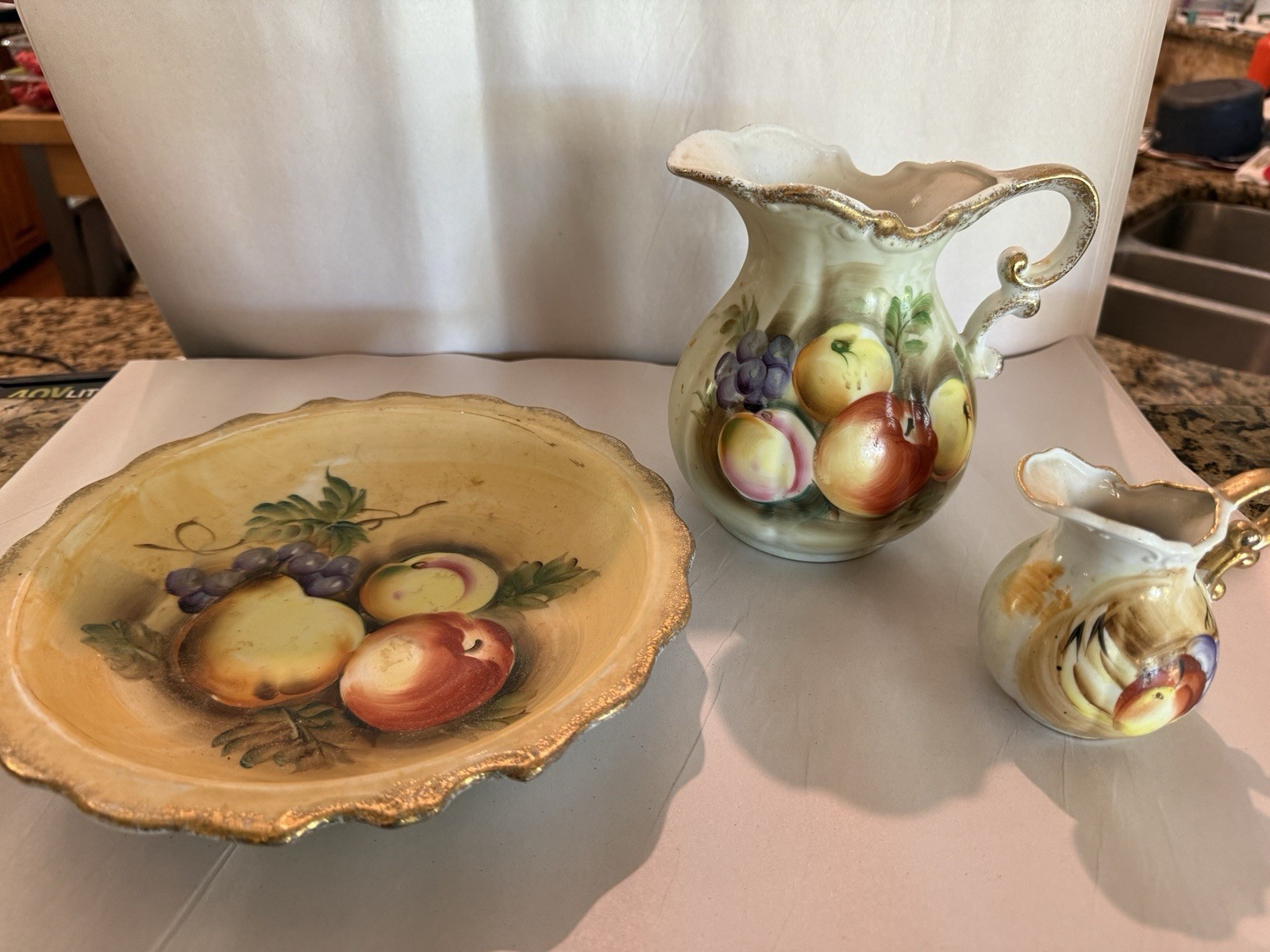 Beautiful Antique Hand Painted Japanese Plate & Pitcher Set Beautiful Antique Hand Painted Japanese Plate & Pitcher Set