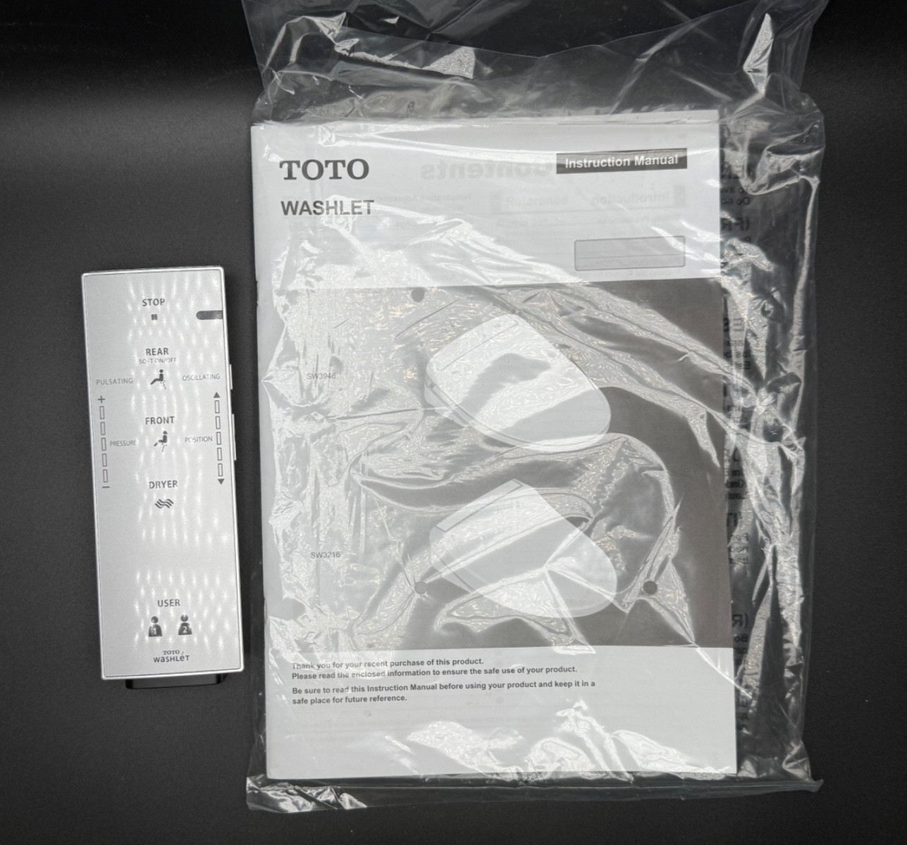 Genuine TOTO Washlet Remote Control & Manual- D51758Z- Unused Replacement