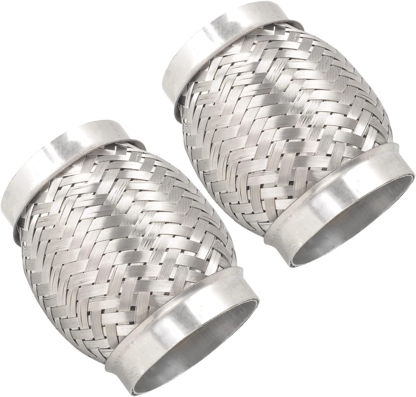 2PCS Exhaust Flex Pipe Stainless Steel Double Braid Long Heavy Duty 3\'\'Inch X 4\'