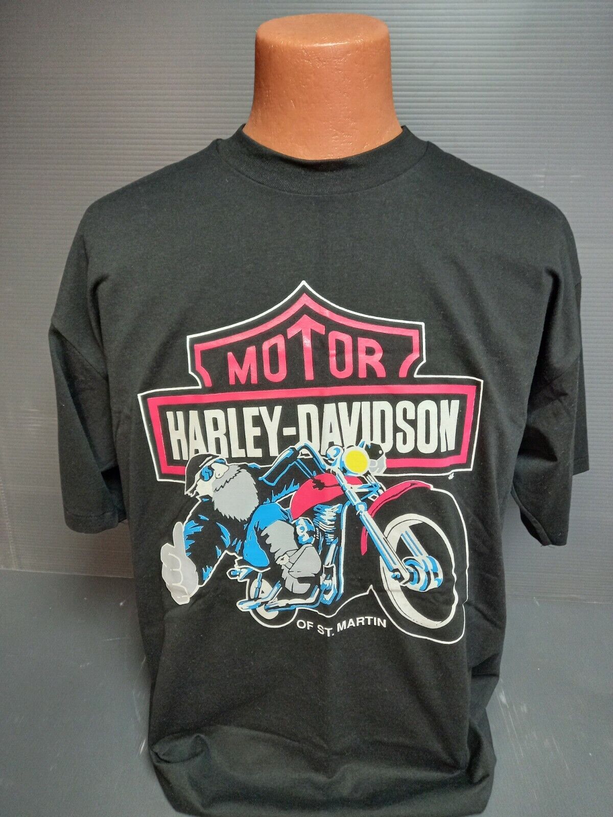 Rare Vintage Harley Davidson 90s Biker Graphic Shirt St Maarten N.A.