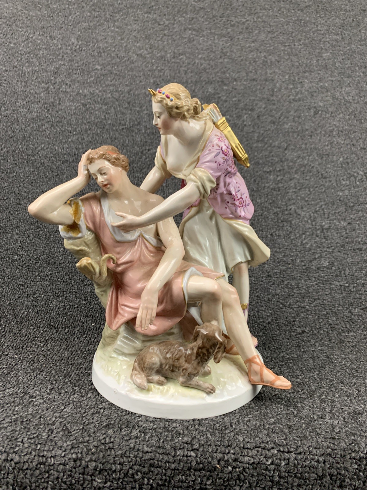 Antique 19th Century KPM Porcelain Figural Luna Endimion Decorative Statue AS IS