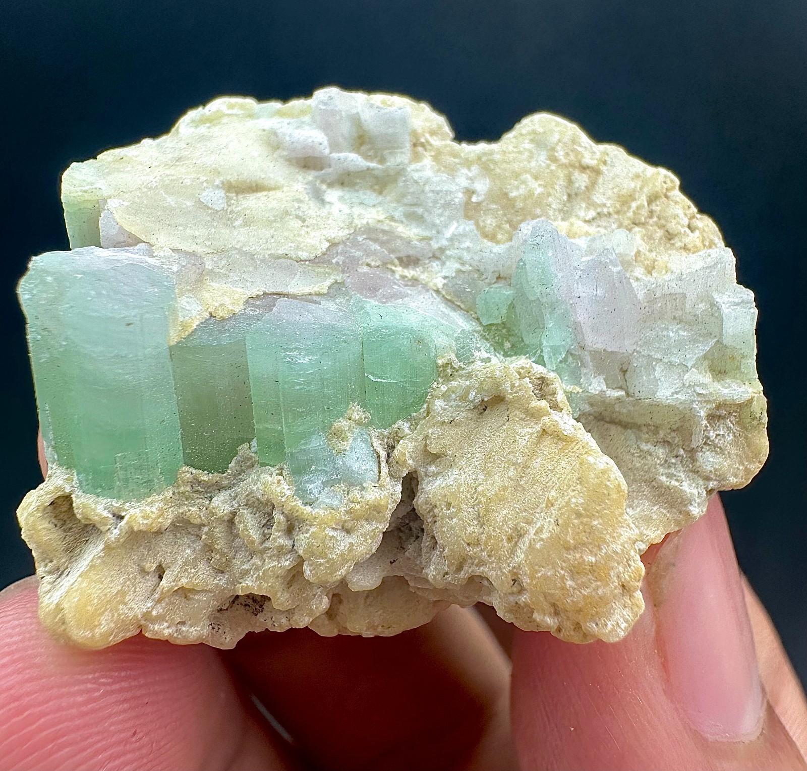 75 Carats Top Quality Green Tourmaline  Crystal Bunch From Afghanistan