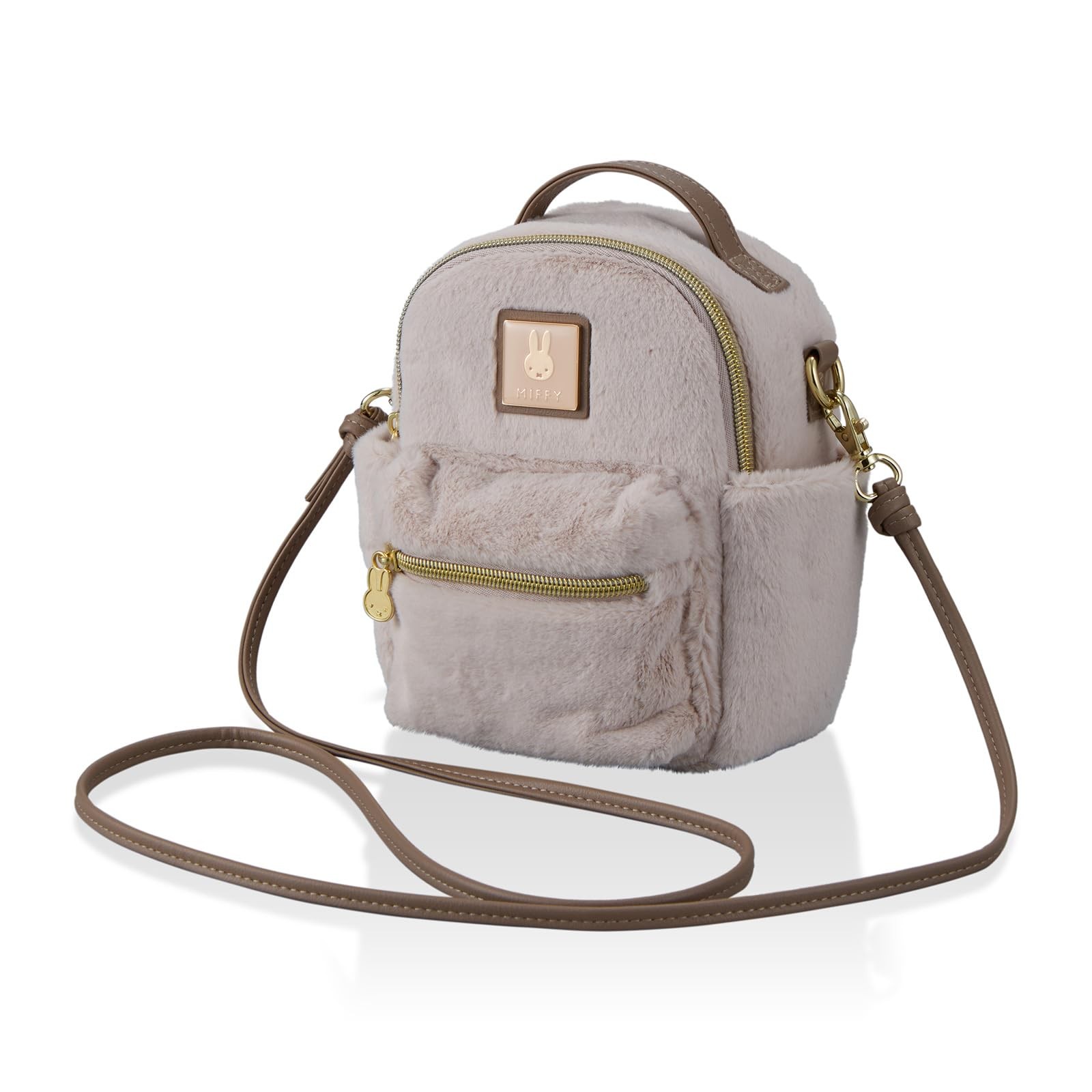 Miffy Fur Mini Shoulder Bag Pink Beige 1L Siffler Fluffy Crossbody Bag New