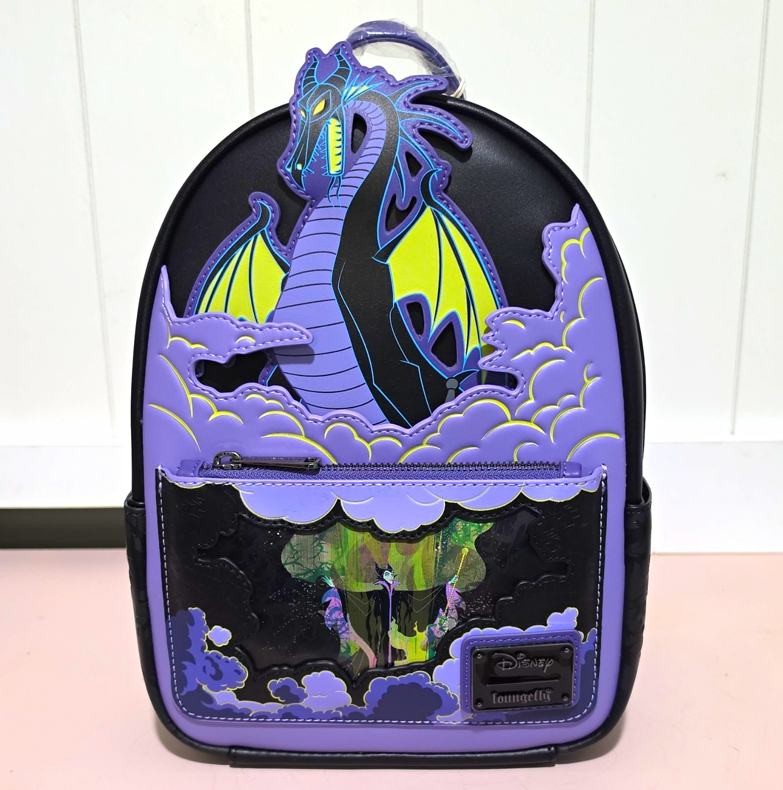Loungefly Disney Sleeping Beauty Maleficent Glow Mini Backpack Black Purple