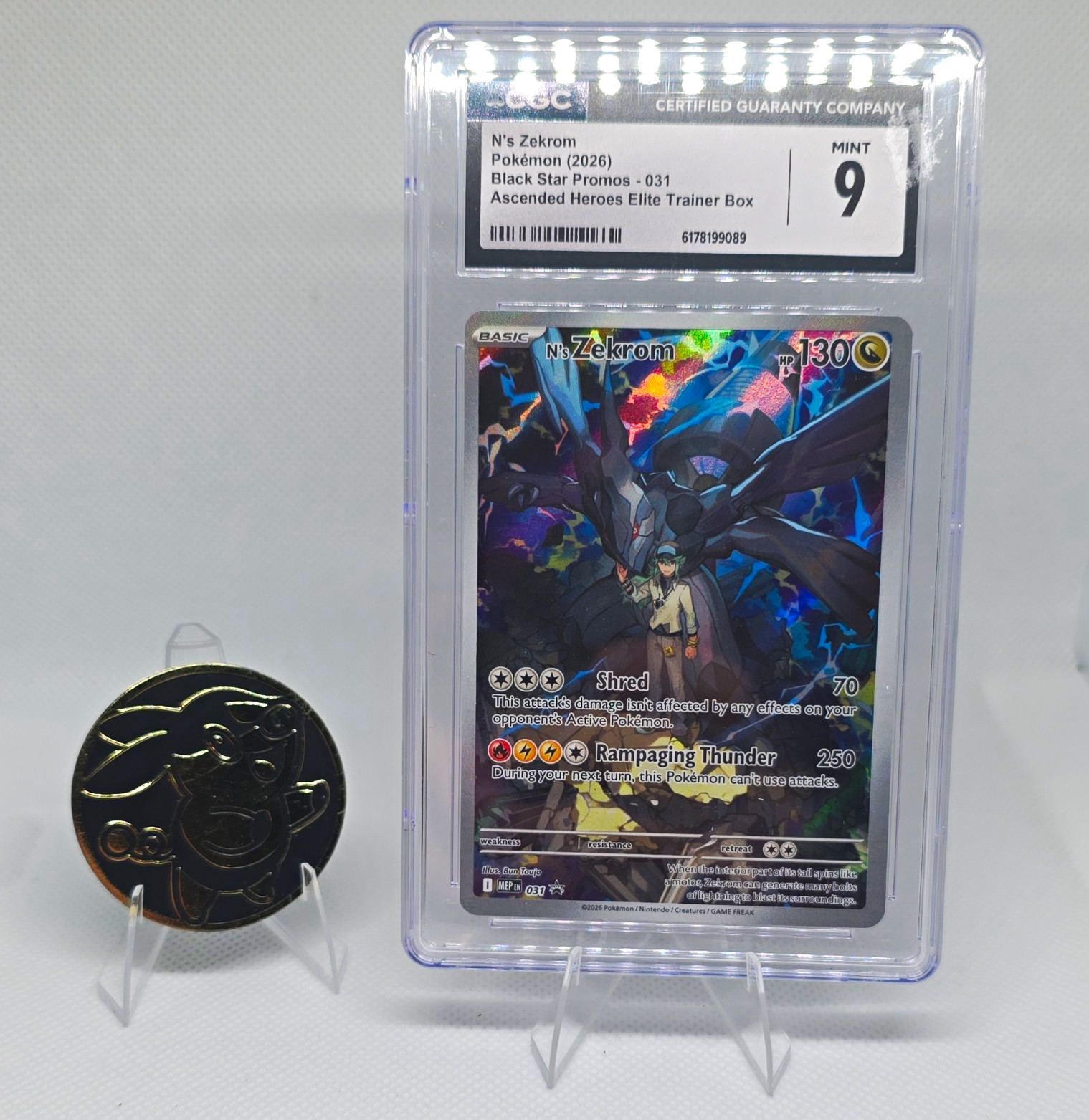 N\'s Zekrom 031 CGC 9 Mint Ascended Heroes ETB Promo Pokemon 2026