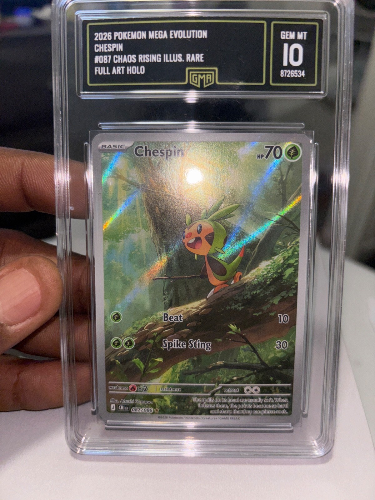 Chespin  Pokemon Chaos Rising Illustration Rare GMA 10 #087/086
