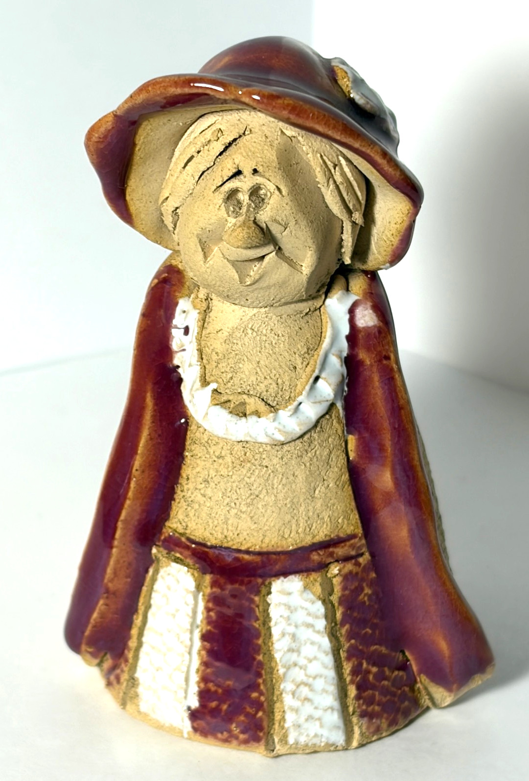 Vintage Hand Made Gill Tilley Wales Lady w Pearls Candle Snuffer w Original Tag