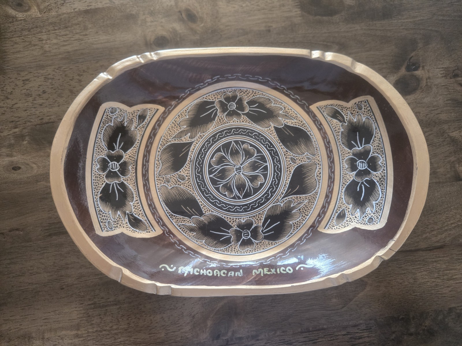 Vintage Mexican Wooden Bayea Tray