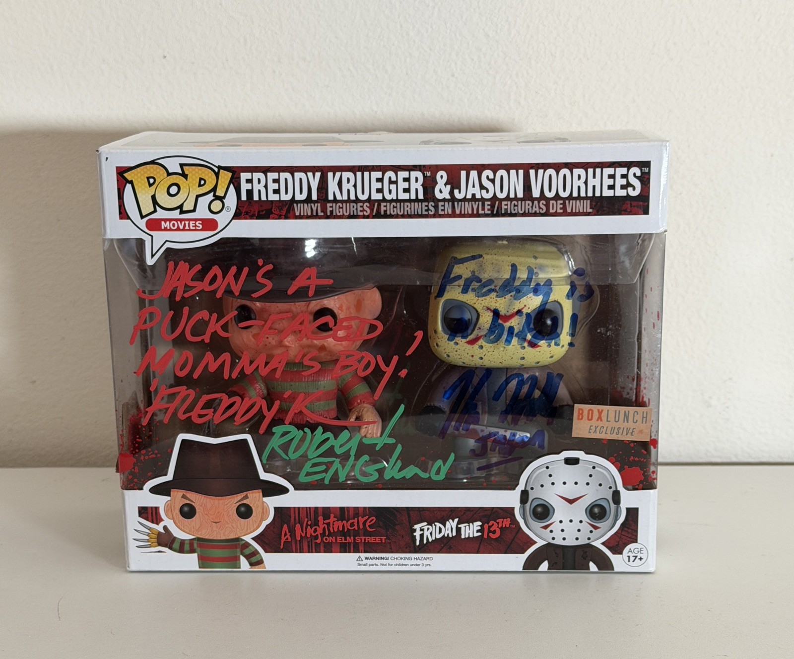 Freddy vs Jason Robert Englund Kane Hodder signed Box Lunch Funko JSA COA