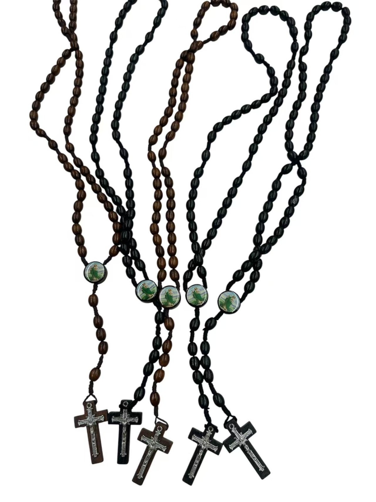 bulk 12pc wood Saint Jude full Rosary Baptism / Religious Favor/First Com