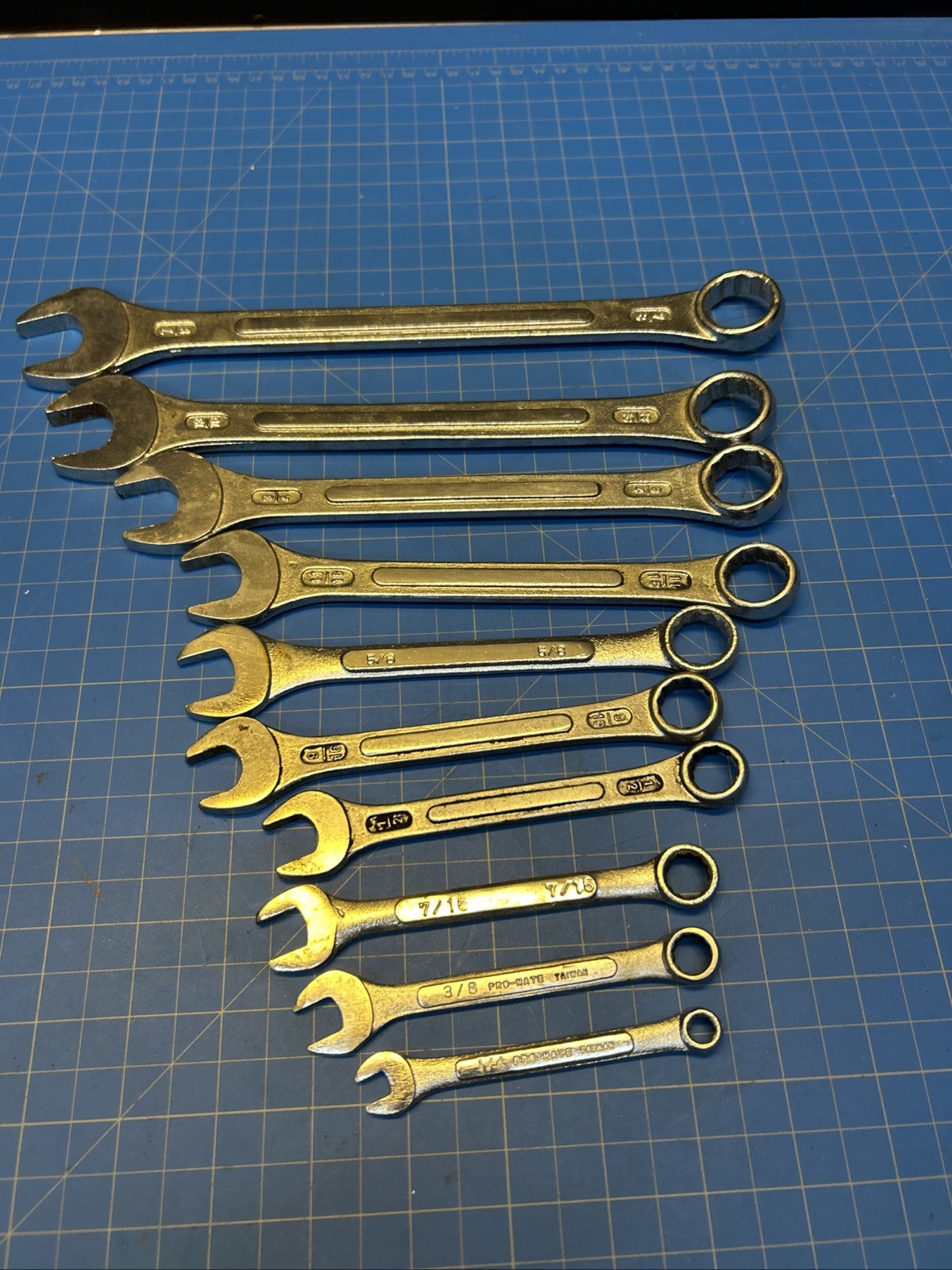 Vintage GEDORE 10 Piece Combination Wrench Set Box End Open End Missing 5/16
