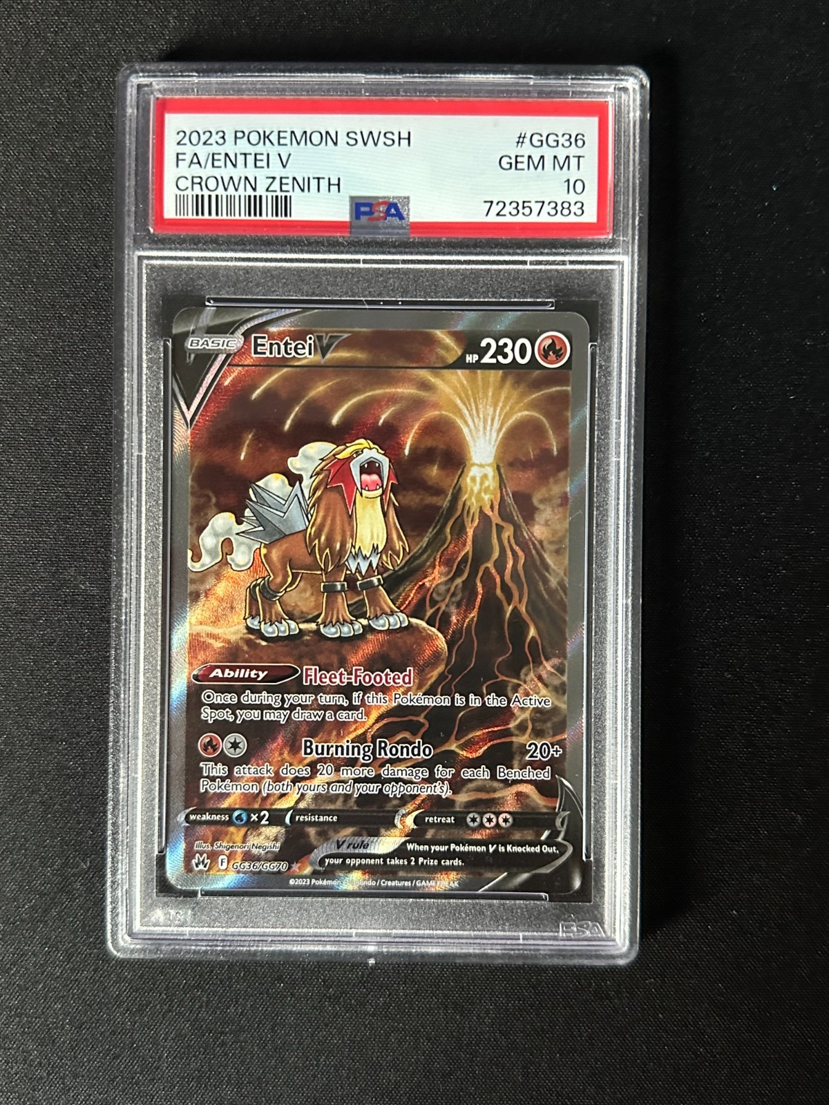 PSA 10 Entei V GG36/GG70 - Crown Zenith - English Graded Pokémon Card