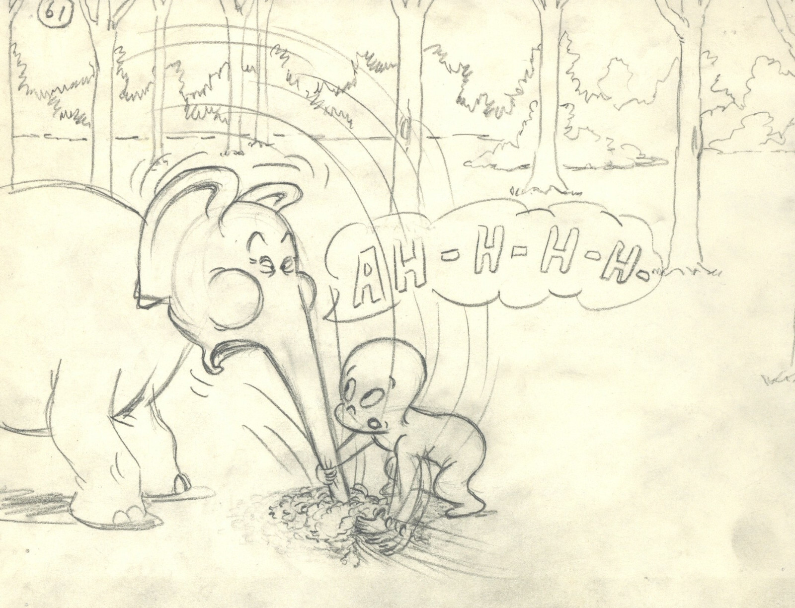 1957: Casper and Wheezy the Elephant Original Story Board-Spooking About Africa