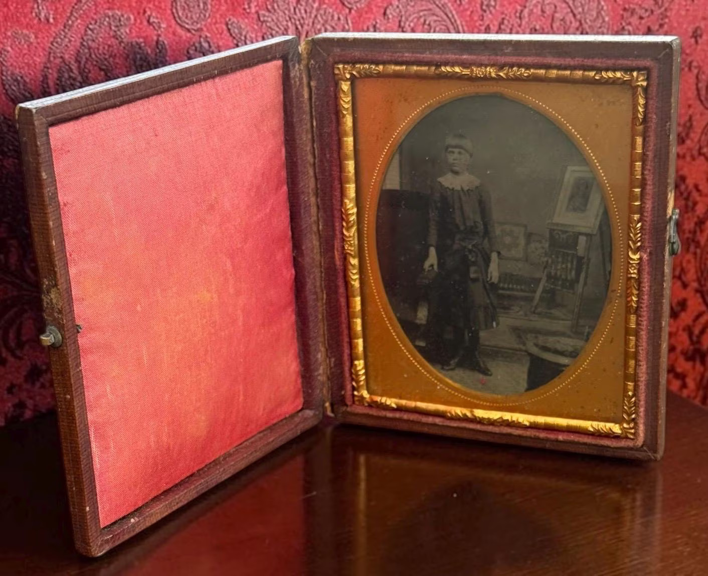 Antique Victorian Child Tintype Photo in Union Case – Standing Portrait – Origin