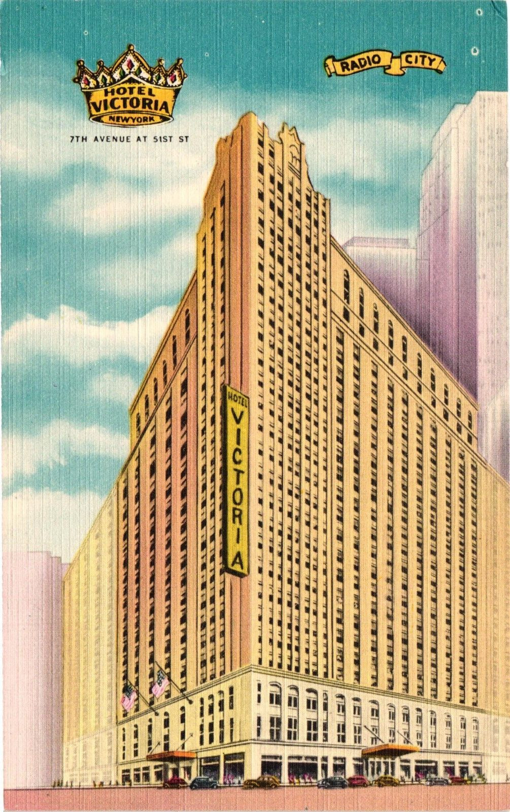 The New Hotel Victoria 7th Avenue New York NY C1930 Linen Vtg Postcard