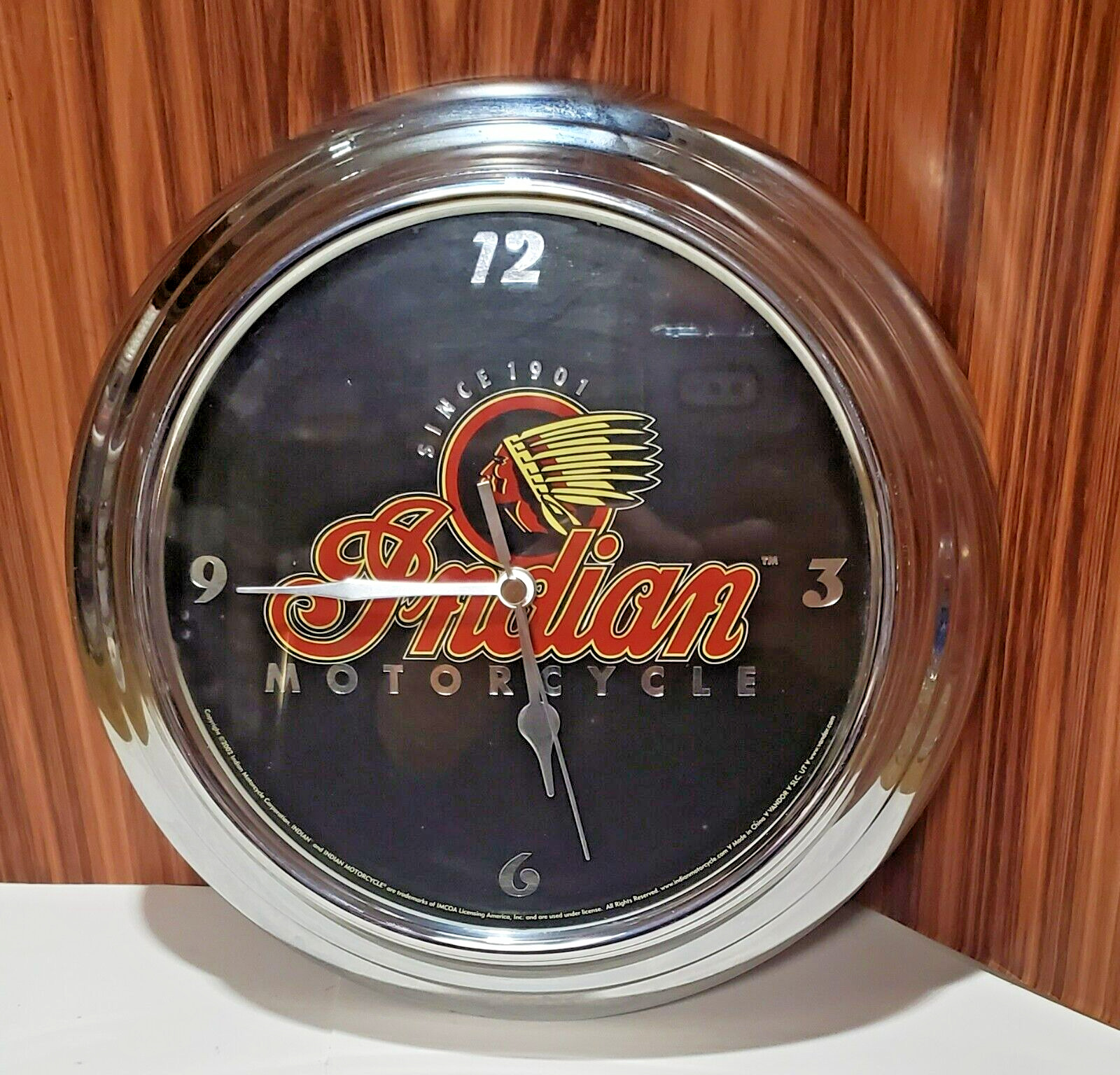 2002 Indian motorcycle clock battery operated. Tested, works.