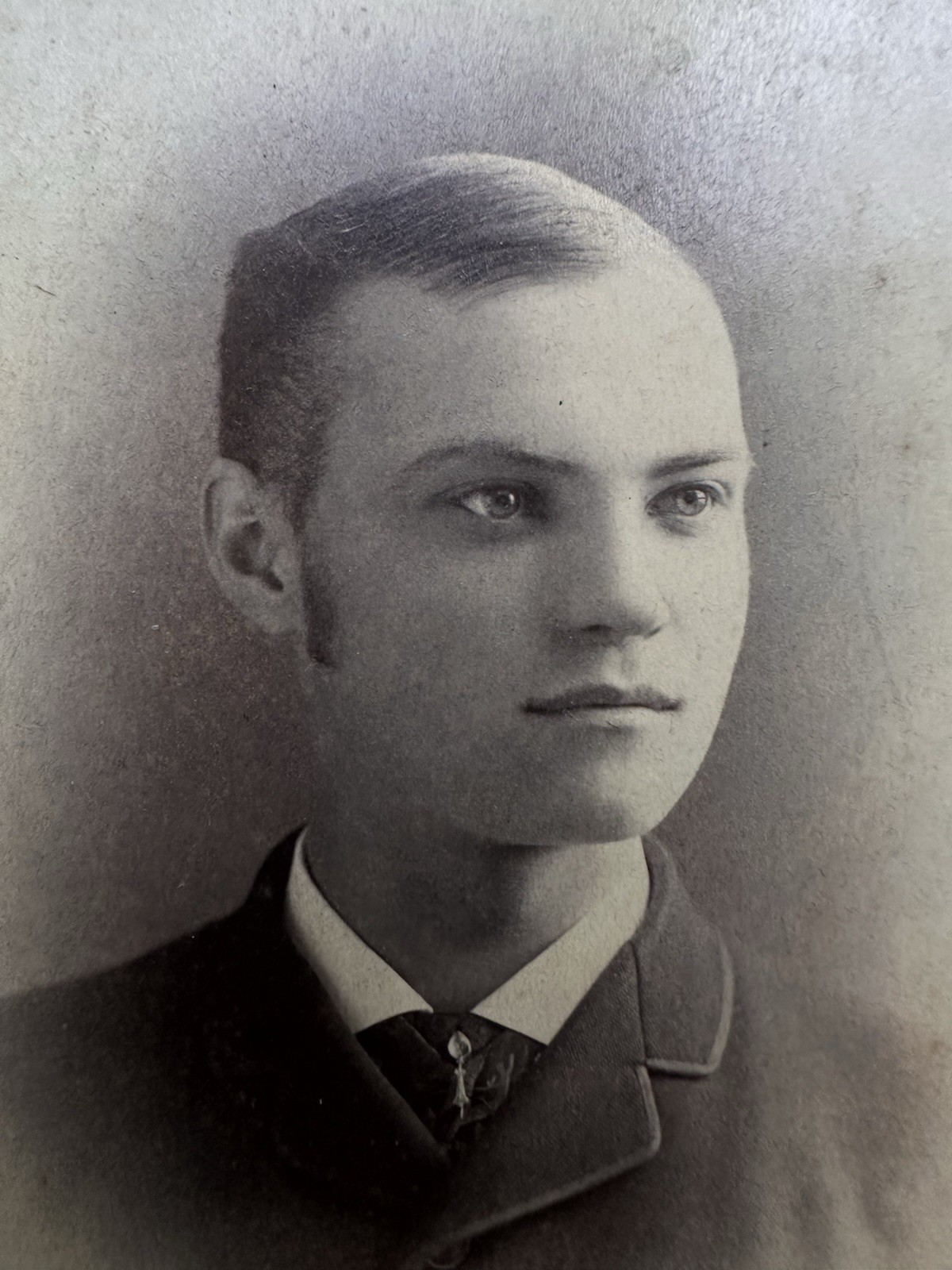 Antique Victorian Cabinet Card Photo Young Man Sawtelle Wellington Ohio 1880s