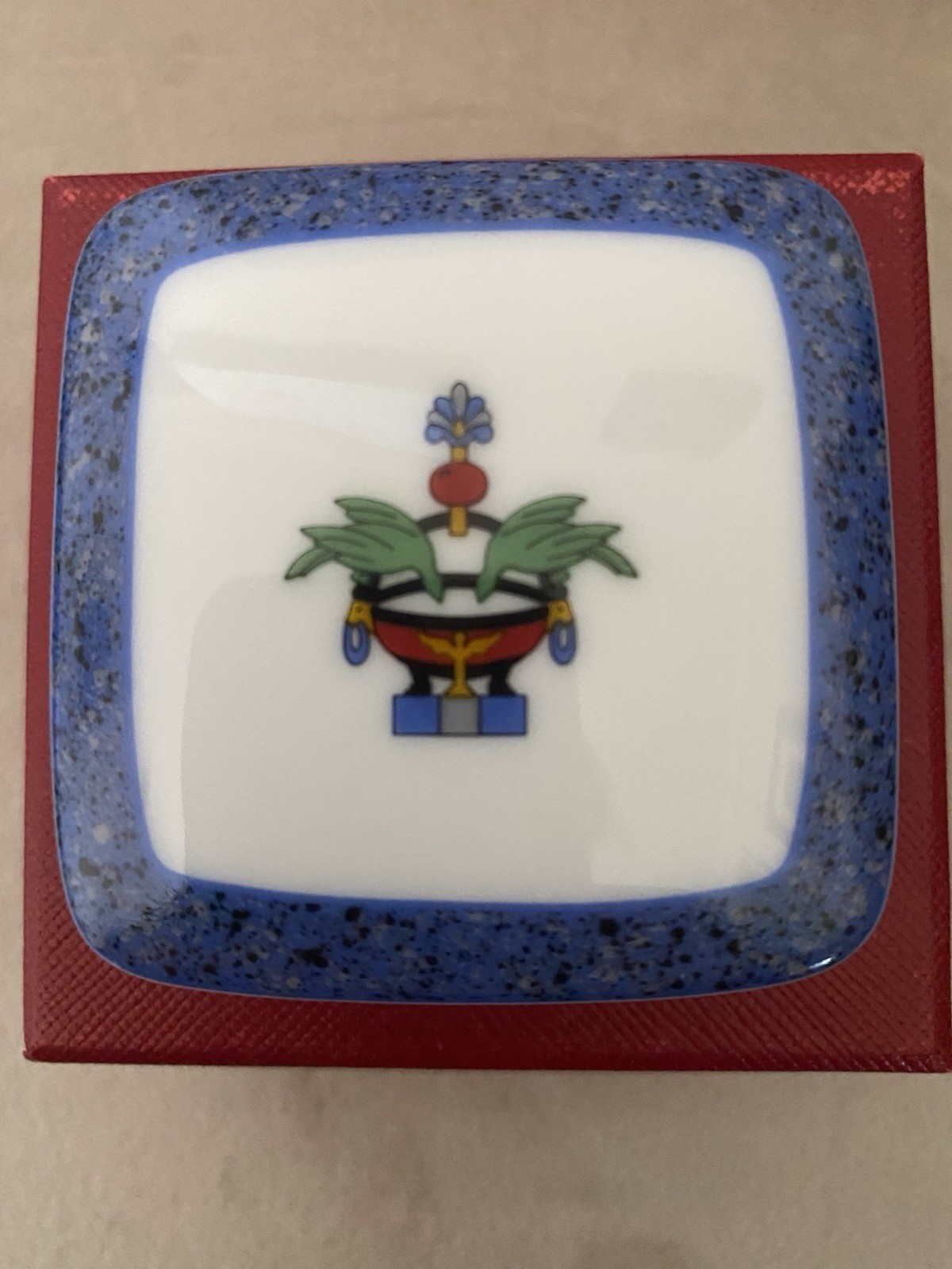 Rare Cartier La Maison Venitienne Lapis Petite Limoge Porcelain Box. NIB