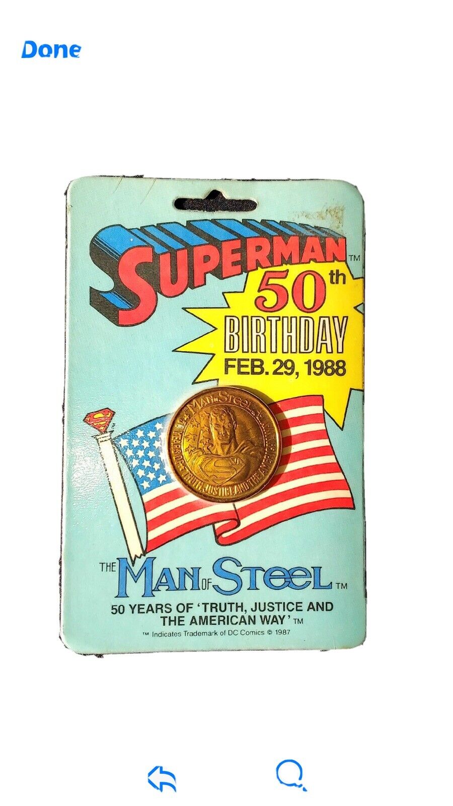 Superman 50th Birthday Bronze Medallion