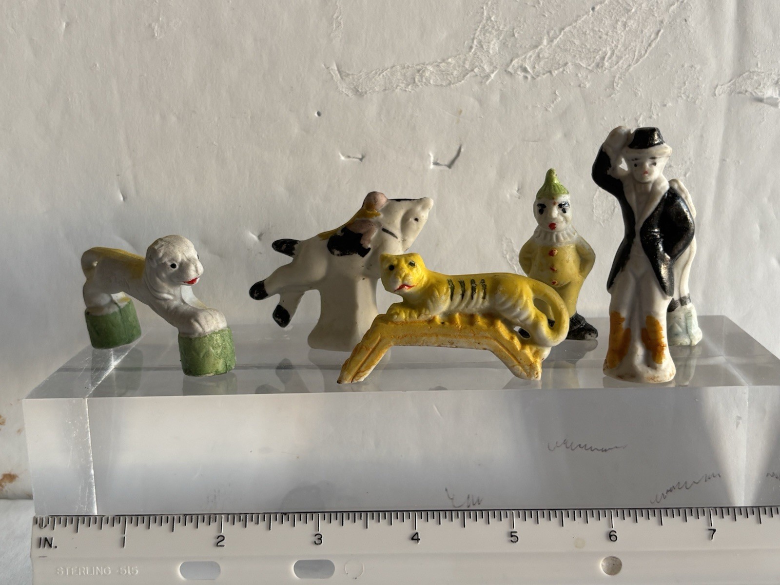 BISQUE CIRCUS MINI FIGURES/VINTAGE JAPAN/LOT 6/hand Painted/EUC