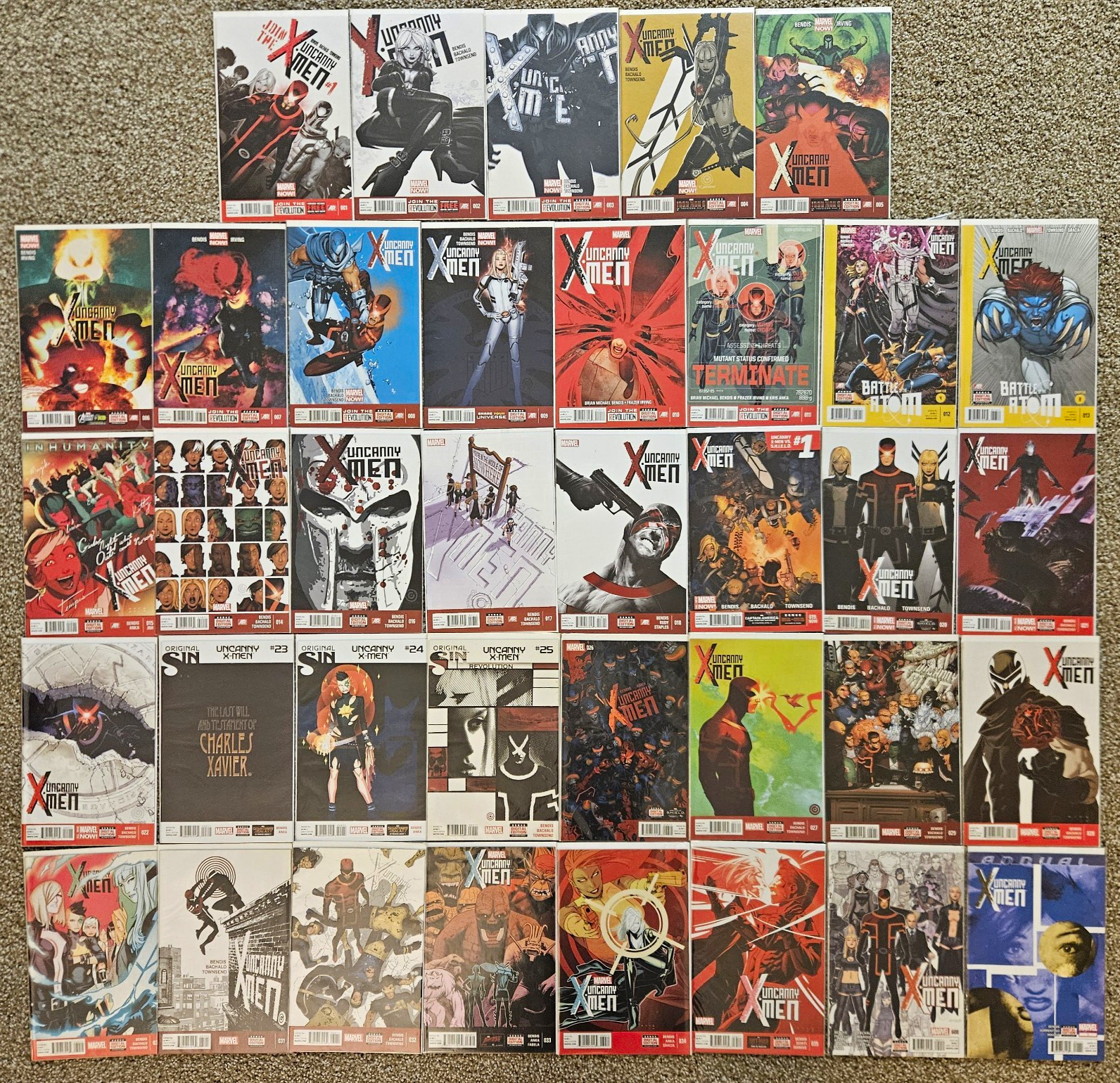 Marvel Uncanny X-Men COMPLETE Comic Lot 1-35 + 600 + Annual 1 Brian Bendis 2013