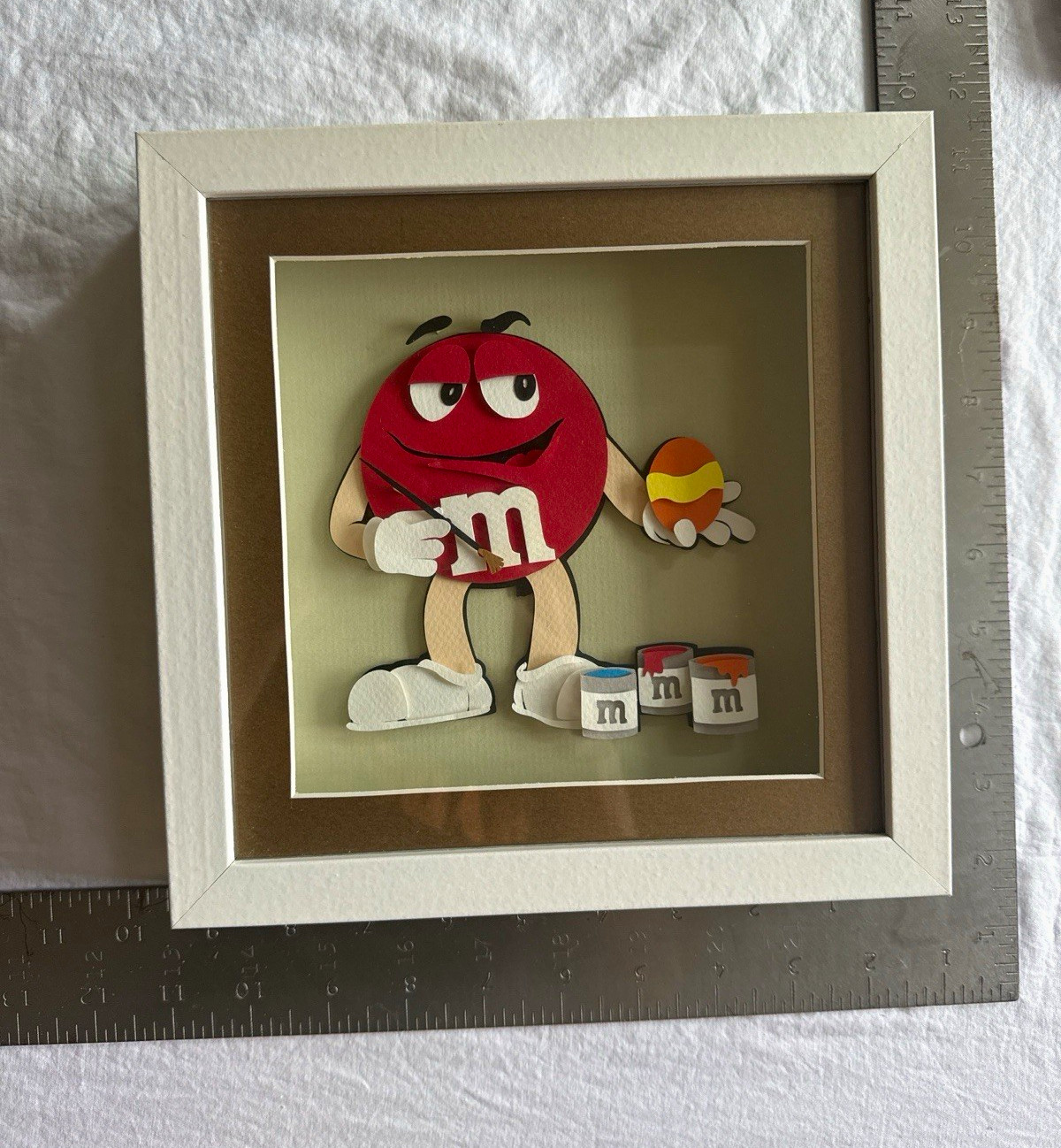 M&M\'s Red Character Framed Layered Handcut Paper 9x9 Easter Theme M&M\'s Red Character Framed Layered Handcut Paper 9x9 Easter Theme