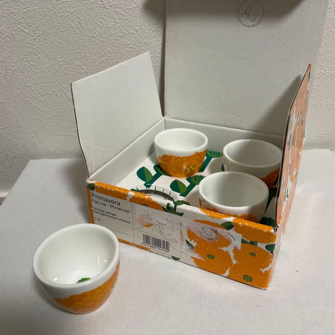 Marimekko Iittala Primavera Egg Cup Set of 4 Maija Isola 2005 Limited Edition