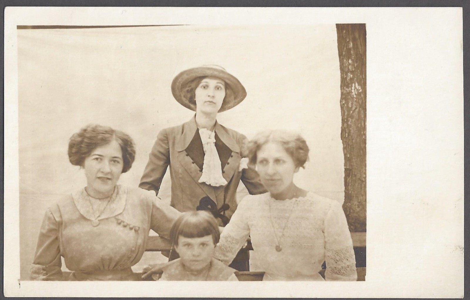 LADIES OF THE FAMILY RPPC Postcard Hat Unknown Location C1904-1920