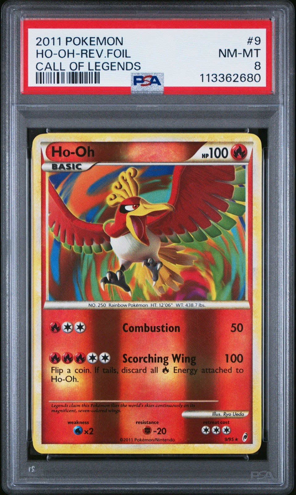 2011 Pokemon HO OH #9 - Rev Holo - Call of Legends PSA 8 - POP 84