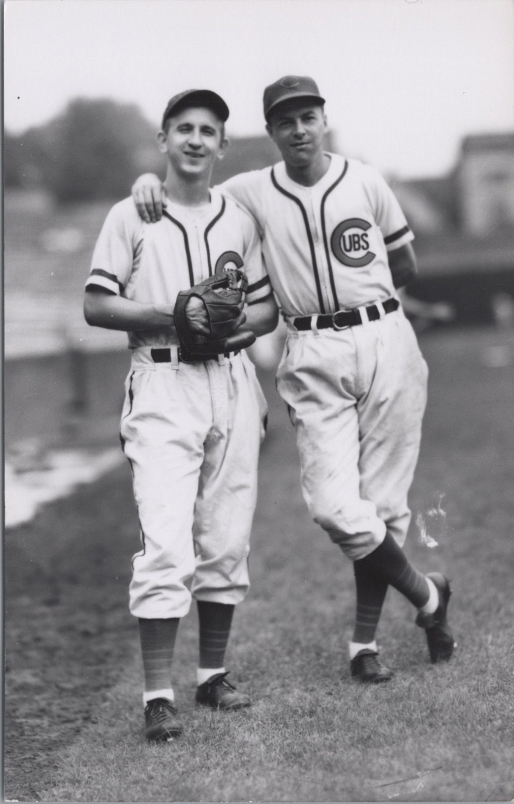Stan Hack & Bob Olson Chicago Cubs RPPC Real Photo Postcard c 1930s Baseball